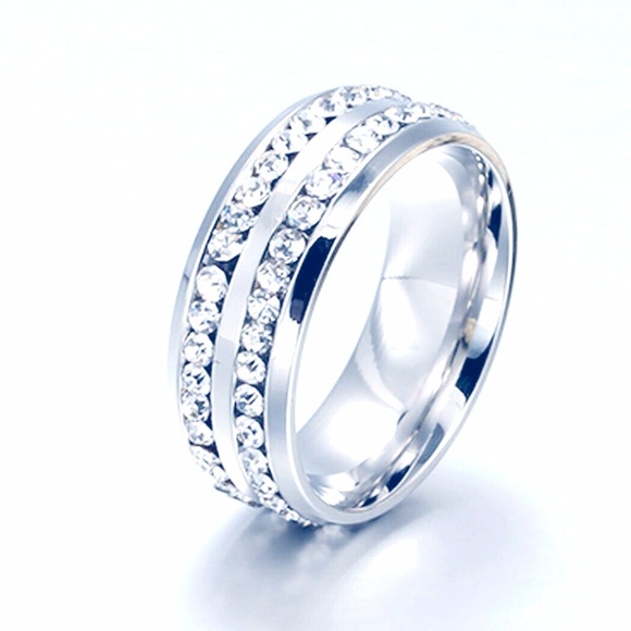 Michael John's Jewels Jewelry - Crystal Sapphire Engagement Wedding Band Size 12